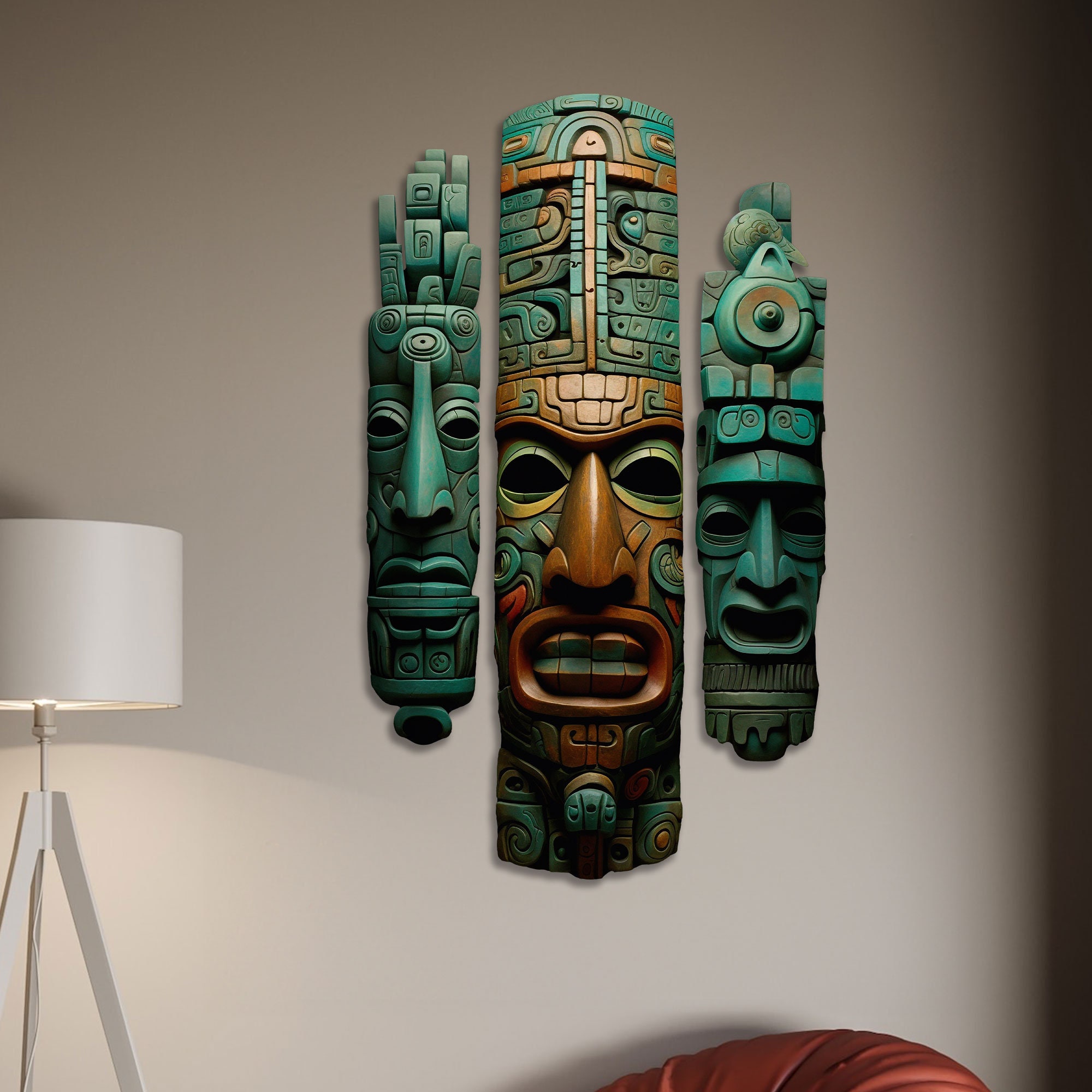 Aztec Totem Trio: Metal African Ethnic Wall Decor - Etsy