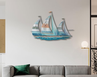 Minimalist Sailboat Metal Wall Art: Nautical Home Decor
