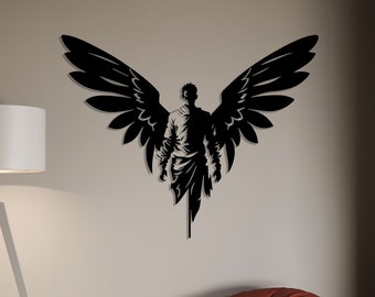 Black Angel Metal Wall Decor, Angel Black Metal Wall Art, Lucifer Metal Decor, Angel Wings Metal Wall Hangings, Dark Angel Metal Wall Decor