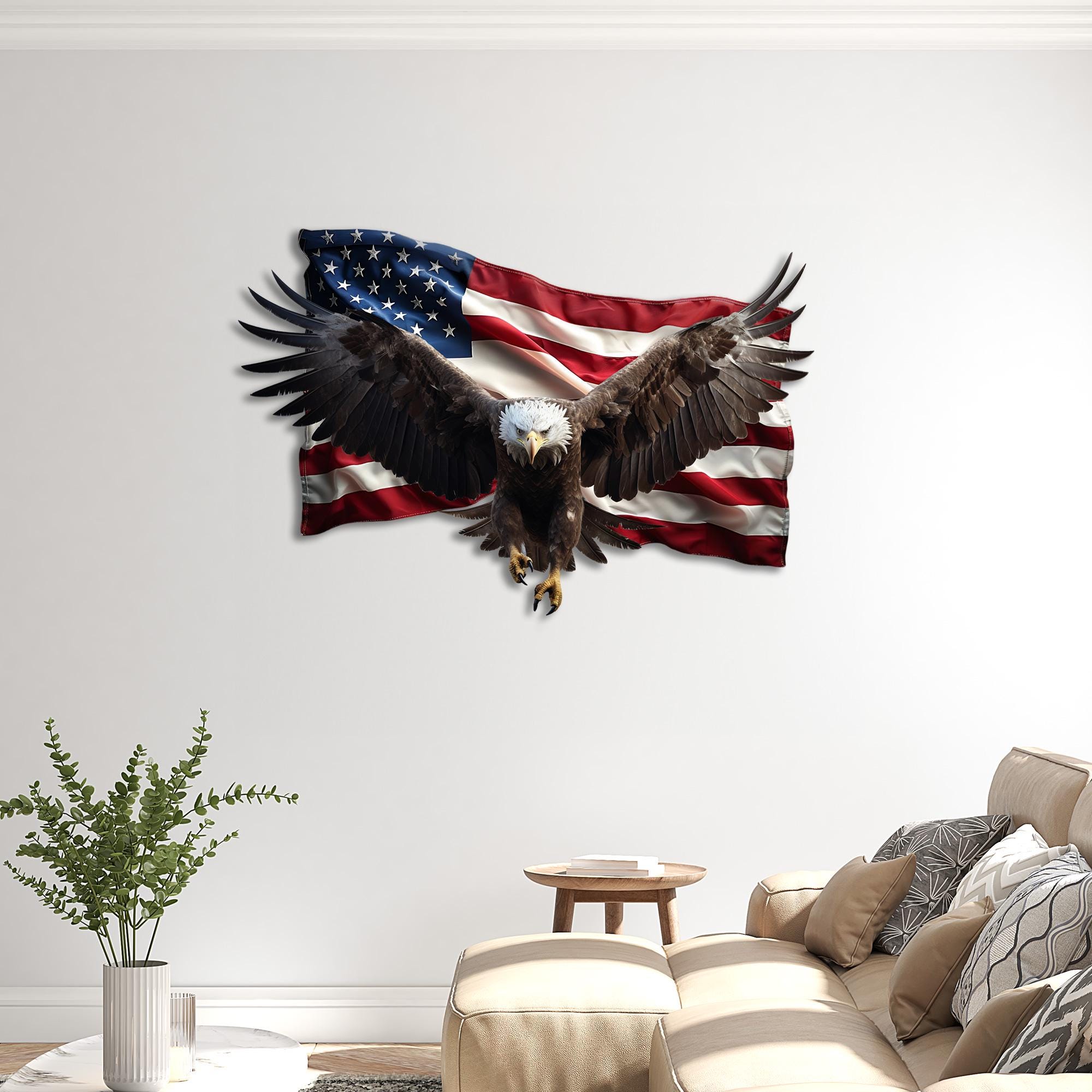 Bald Eagle Metal Wall Art: American Flag Patriotic Decor - Etsy
