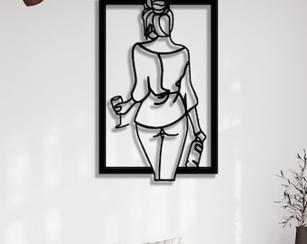 Woman Like Wine Metal Wall Decor, Woman Home Decor, Woman Metal Wall Design, Steel Woman Wall Decor, Metal Wall Art, Woman Metal Art