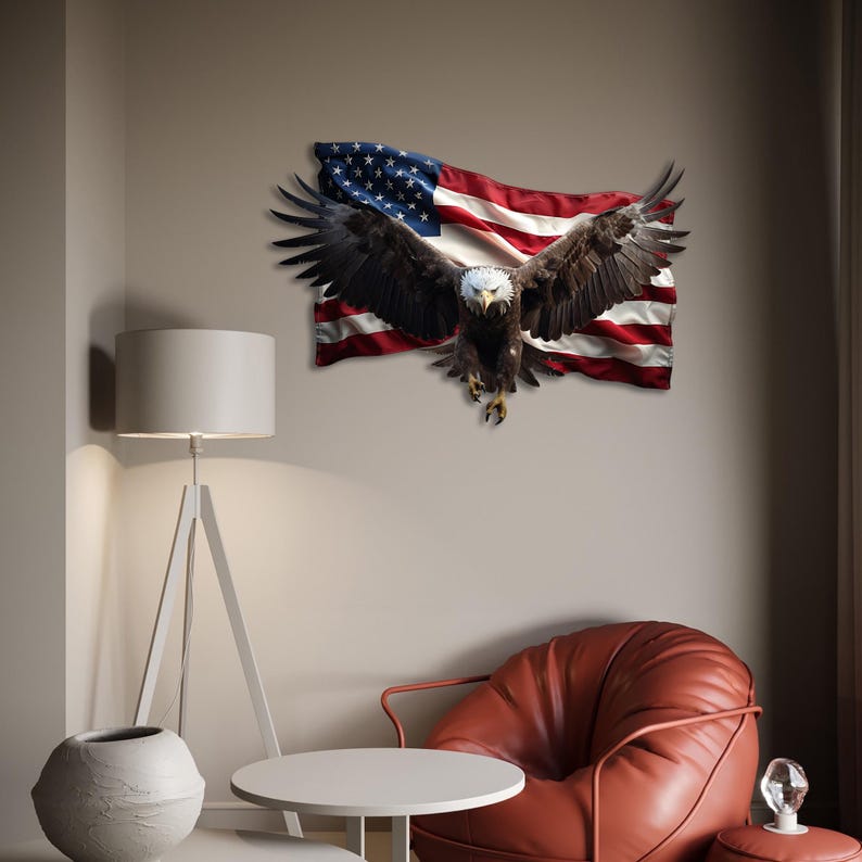 Bald Eagle Metal Wall Art: American Flag Patriotic Decor - Etsy