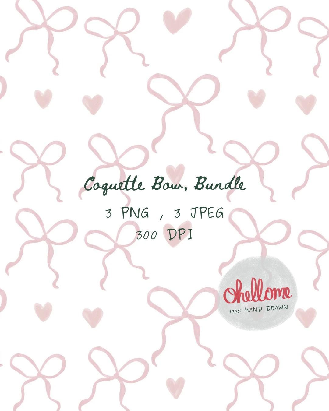 Pink Coquette Bow Clipart Bundle, Watercolor Pink Ribbon Clipart ...