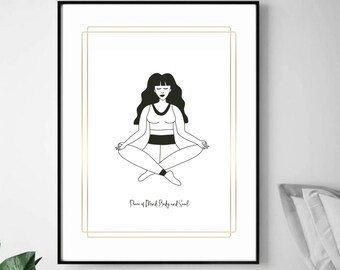 Meditating Woman Art Print, Spiritual Yoga Poster (A4 PDF)