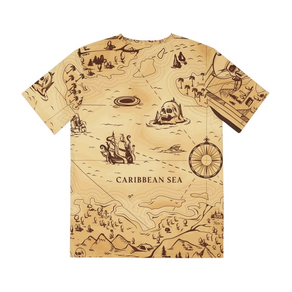 Treasure Map Print Graphic T Shirt - Pirate Ship Adventure Unisex