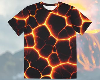 Lava Rock Pattern T-shirt - Earth Fire Element Shirt - Cracked