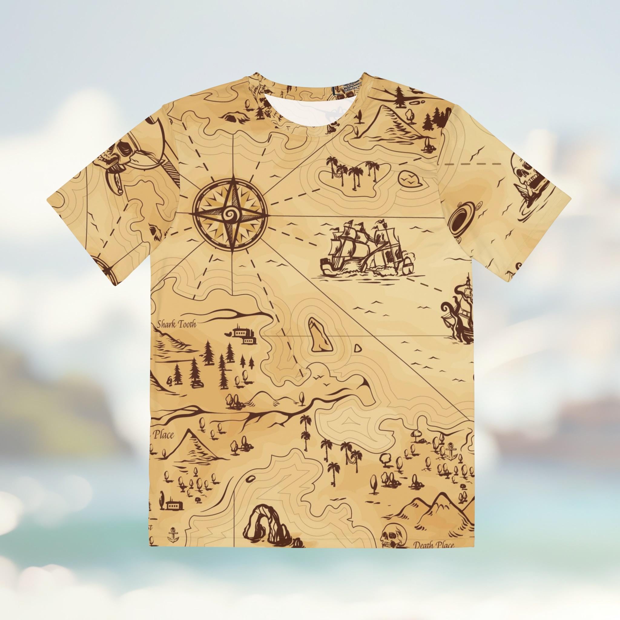 Treasure Map Print Graphic T Shirt - Pirate Ship Adventure Unisex