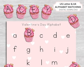Valentine&#39;s Day Alphabet Matching Activity, Alphabet matching, Alphabet file folder games, busy book page, busy binder