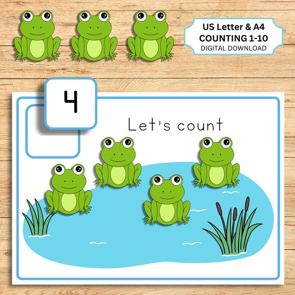 Frog Counting Activity, Counting Centre, Math Centre, Counting 1-10, Numbers 1-10