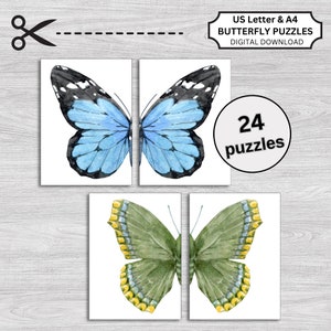 Butterfly Symmetry Puzzles, Butterfly Puzzles, Butterfly Matching Cards, Pattern Matching Cards, Spring Activity