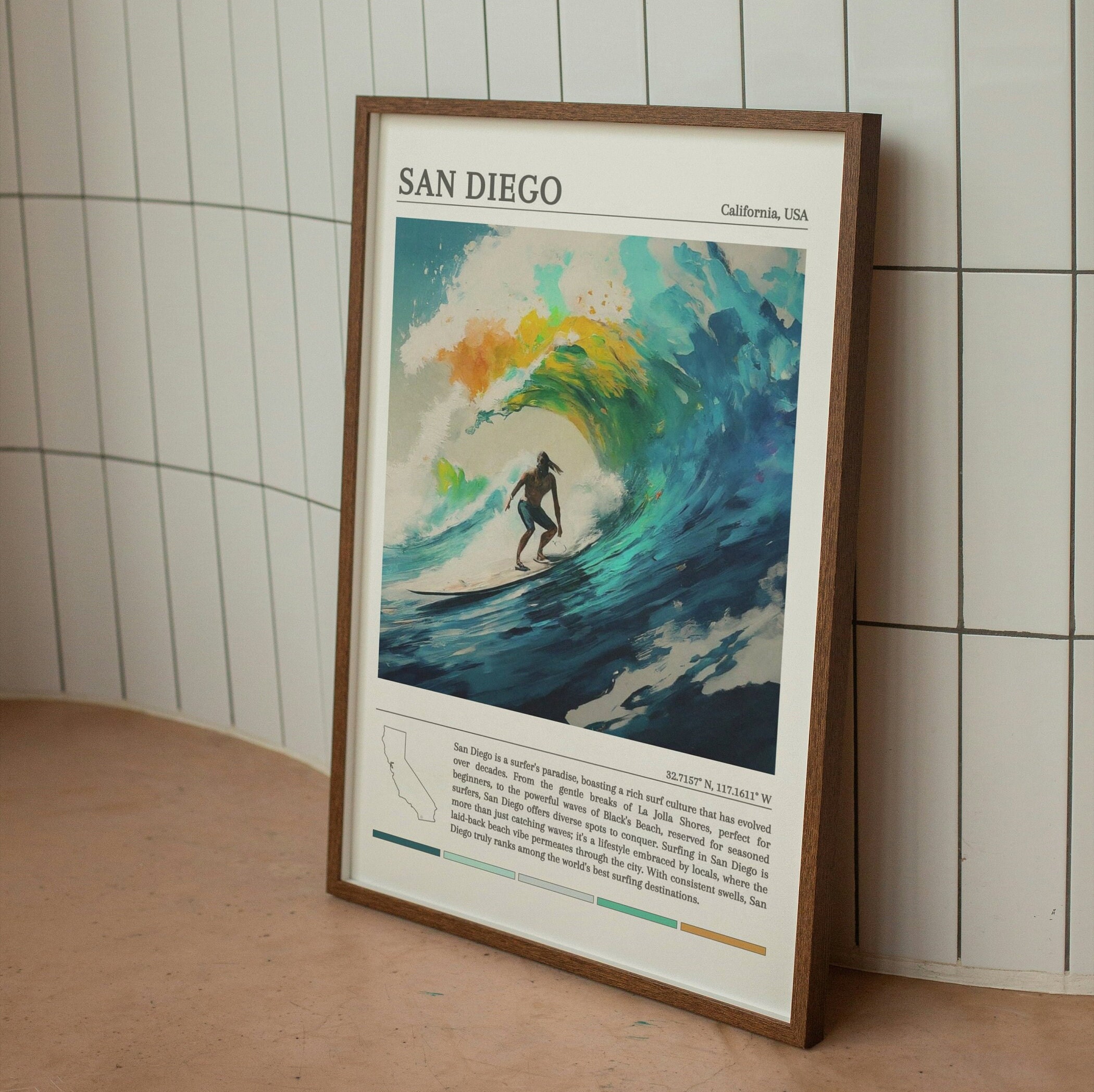 San Diego Wall Art Print and Poster | Surfing La Jolla Cove | Pacific ...