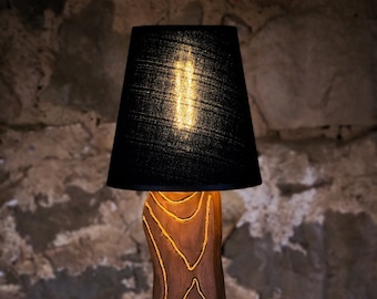 Lampada da collana dorata / Lampada da scrivania solida realizzata in legno di noce