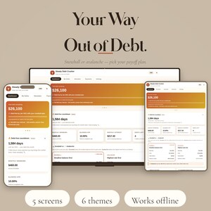 Debt Payoff Planner App, Debt Snowball & Avalanche Tracker HTML, Credit Card Payoff Calculator, Get Out of Debt Plan Organizer