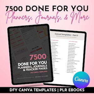 7500 Done For You Canva Digital Product Templates with PLR & MRR Editable 2025-2026 Planners, Journals, Trackers, DFY Passive Income Bundle