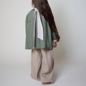 beige kids tencel trousers