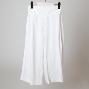White Linen Wide Leg Trousers for Kids - Soft and Lightweight Pants with High Waist and Flowy Fit, Natural Boho Style for Toddlers and Kids