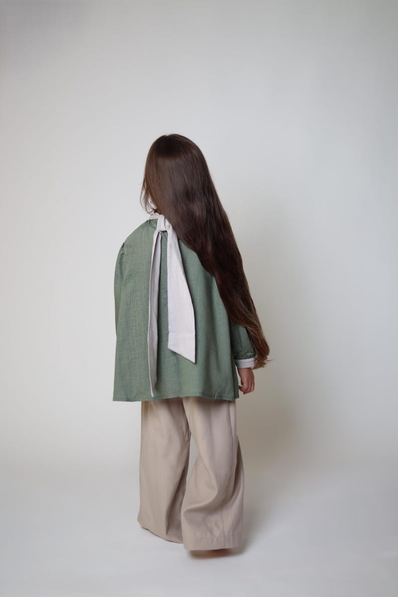 beige kids tencel trousers