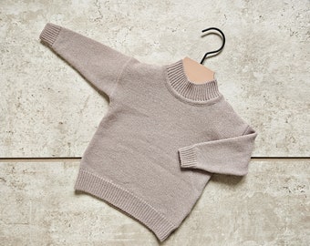 Suéter clásico de lana merino para bebés y niños pequeños, suéter beige de lana merino de punto para bebés y niños pequeños, suéter clásico en lana merino