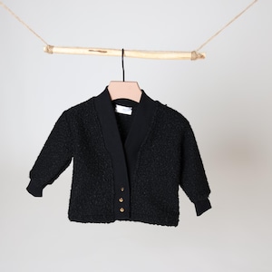 Kids Teddy Jacket Black | Soft Fleece Baby Jacket | Neutral Toddler Outerwear | Unisex Cozy Baby Coat | Minimalist Teddy Snap Jacket