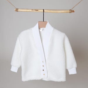 White Kids Teddy Jacket | Soft Fleece Baby Jacket | Neutral Toddler Outerwear | Unisex Cozy Baby Coat | Minimalist Teddy Jacket