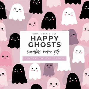 Ghosts Seamless Pattern Repeat, Halloween Spooky Image, Pastel Ghoul, Scrapbooking, Journal, Craft, Fabric, Wallpaper INSTANT DOWNLOAD