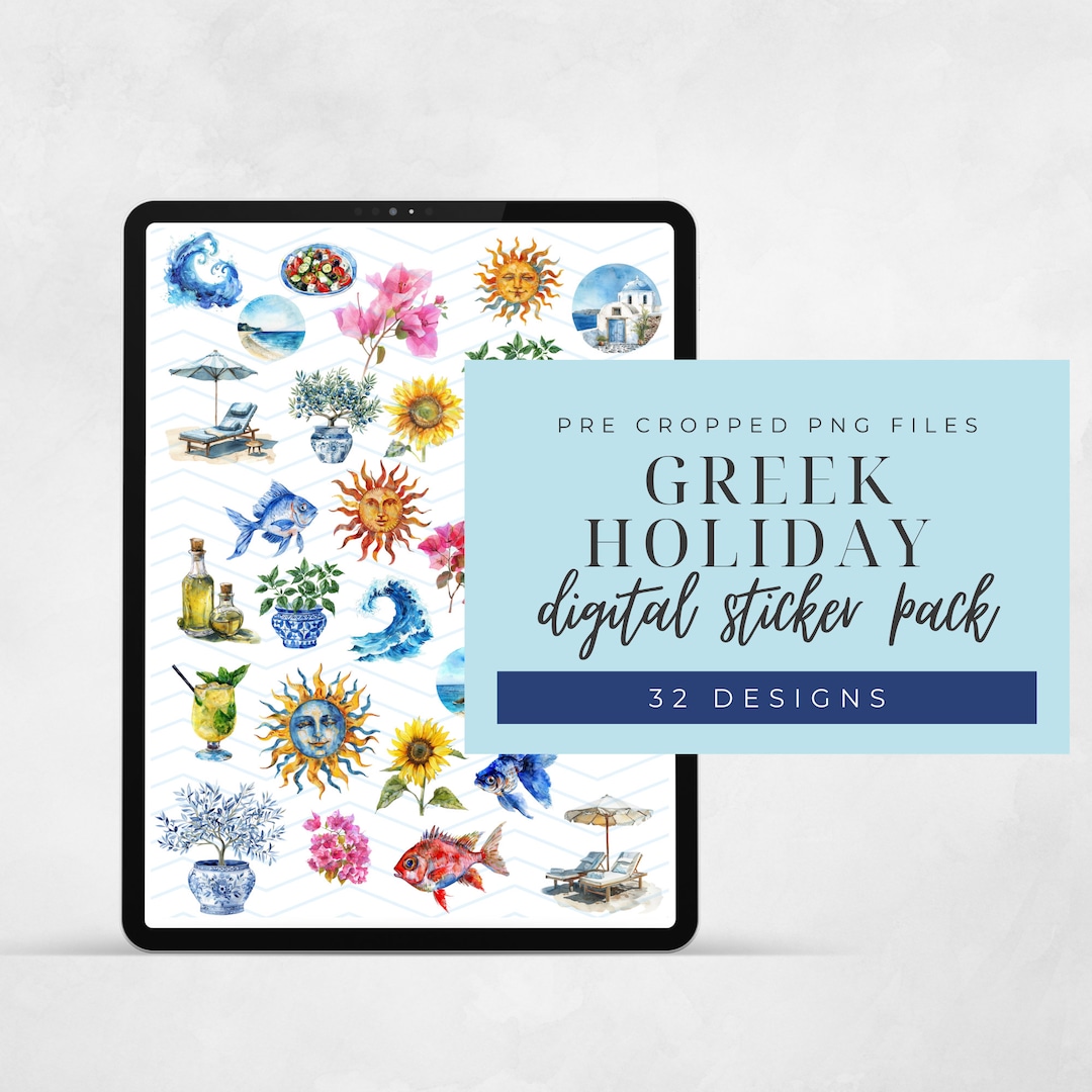 Digital Planner Stickers Travel Vacation Holiday Planner Journal Greek ...