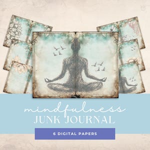 Páginas de diario basura de mindfulness Documentos digitales Bienestar Yoga Meditación Imágenes de alta calidad DESCARGA INSTANTÁNEA Scrapbooking Junk Journal UDJJM