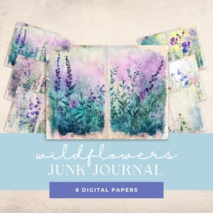 Watercolor Wildflowers Junk Journal Printable Page Flowers Junk Journal Kit Junk Journal Paper Digital Collage Sheet INSTANT DOWNLOAD Floral