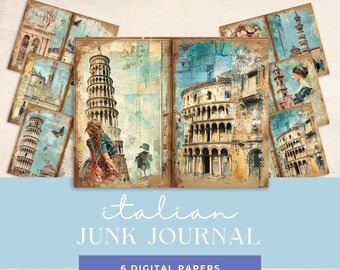 Italienisches Junk Journal Seiten Digitale Papiere Rom Pisa Colosseum Italien Roman Vintage Hochwertige Bilder SOFORTIGER DOWNLOAD Scrapbooking UDJJI