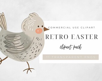 Rustic Easter Clipart Retro Vintage Chicks 14 High Quality PNG Easter Images Chicks Eggs Florals Background Textures Instant Commercial Use