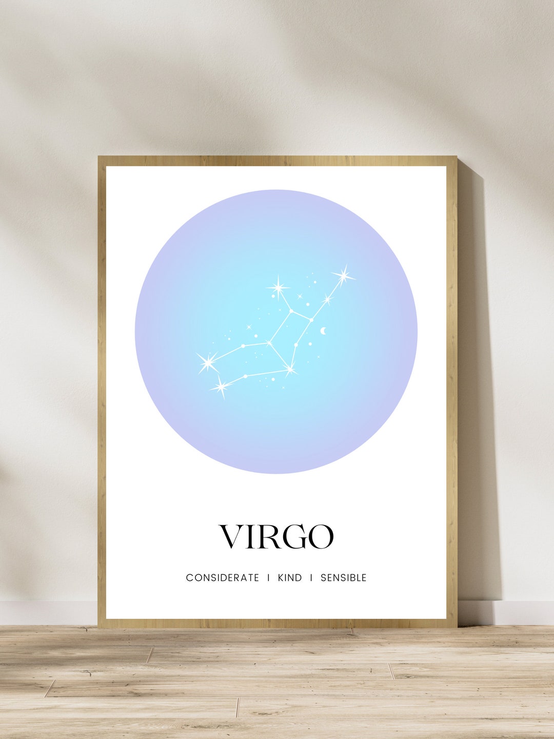 Virgo zodiac sign with star and calendar