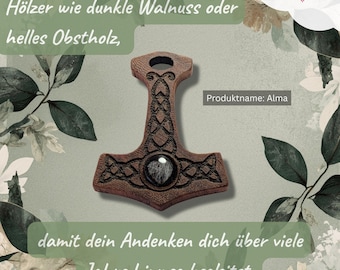 Alma – Handcrafted memorial amulet made of walnut wood with genetic resin – Personalized keepsake for pets & humans