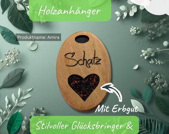 Amira – NFC Memorial Amulet with Genetic Resin – Personalized Wooden Keepsake with Digital Video Chip – Unique Piece