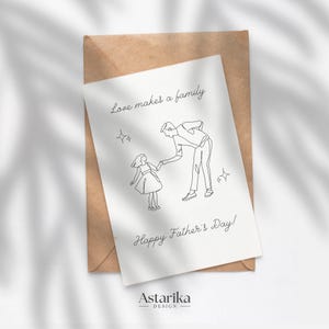 Carte de fête des pères pour beau-père, cadeau imprimable bricolage, idée d'anniversaire de beau-père, illustration sentimentale minimaliste sincère, de la fille