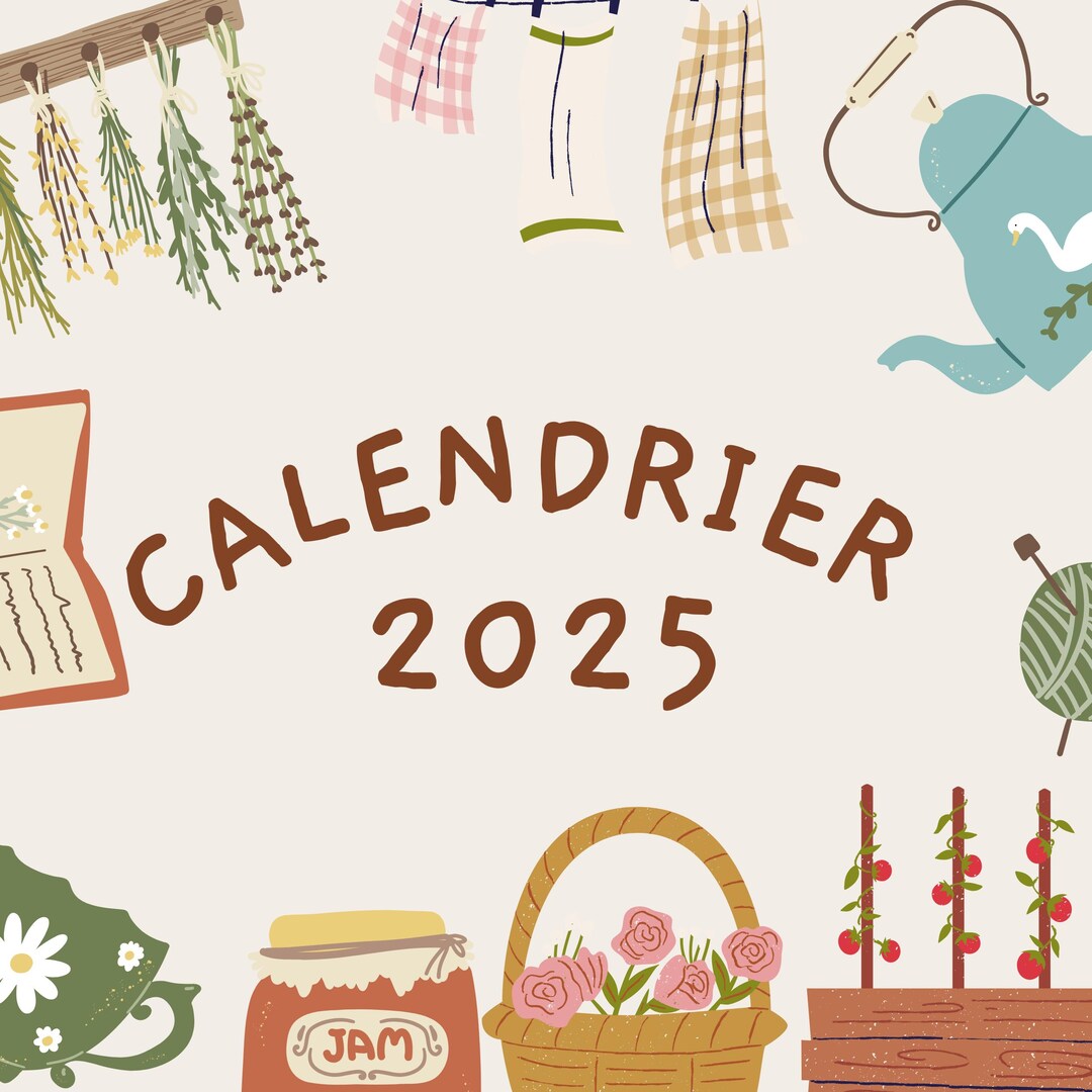 2025 Printable Calendar in French, Instant Print Cottagecore Design ...