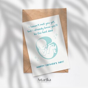 Eerste Vaderdagkaart, afdrukbaar, sentimentele aandenken, oprecht doe-het-zelfcadeau, minimalistisch ontwerp ongeboren baby, verjaardagsidee