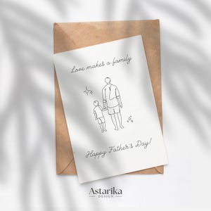 Carte de fête des pères pour beau-père, carte-cadeau imprimable bricolage, idée d'anniversaire de beau-père, illustration sentimentale minimaliste sincère, de son fils