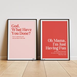 Poster imprimable rose du poney club, art mural numérique, téléchargement immédiat, typographie des paroles, cadeau pour mélomane, décoration d'intérieur, saphique, WLW