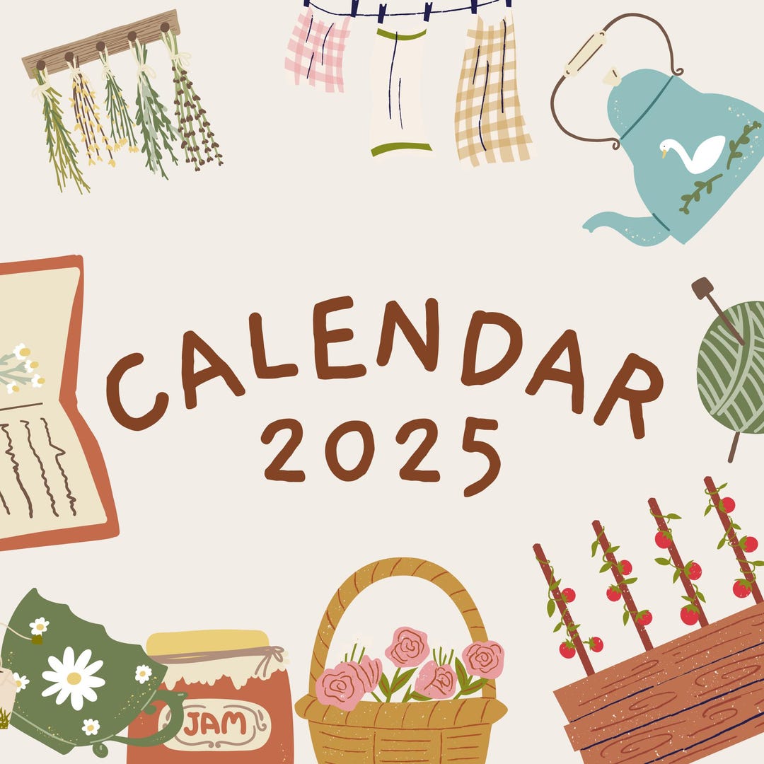 2025 Printable Calendar, Instant Print Cottagecore Design, Monthly ...