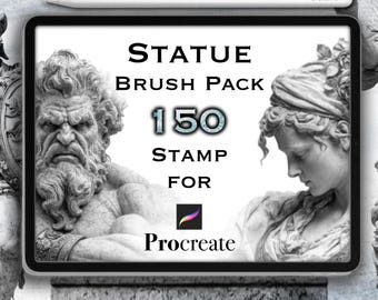 150 Statue Stamp Brushes for Procreate – Greek Gods, Angels, Warriors & Classical Sculpture Pack