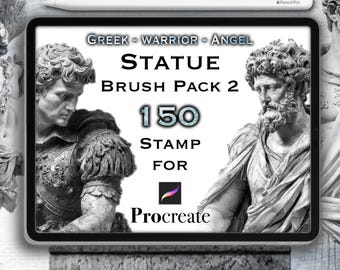 150 Statue Stamp Brushes for Procreate – Greek Gods, Angels, Warriors & Classical Sculpture Pack 2