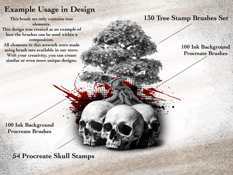 130 Tree Stamp Brushes for Procreate: Botanical & Tattoo Design ...