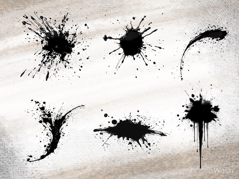 120 Ink Splatter Procreate Brushes: Dynamic Texture Stamps (digital ...