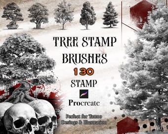 130 Tree Stamp Brushes for Procreate: Botanical & Tattoo Design (Digital Download)