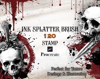 120 Ink Splatter Procreate Brushes: Dynamic Texture Stamps (Digital Download)
