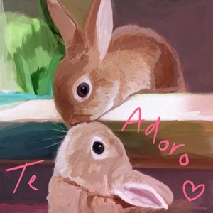 Liebe Kaninchen Herz Valentinstag te adoro sofortige digitale Karte
