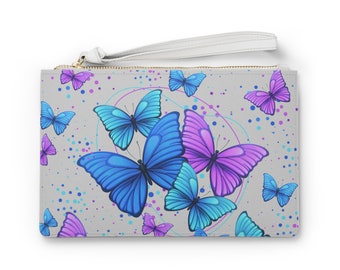 Graue Schmetterling Clutch Bag Pass Reisetasche Schminktasche