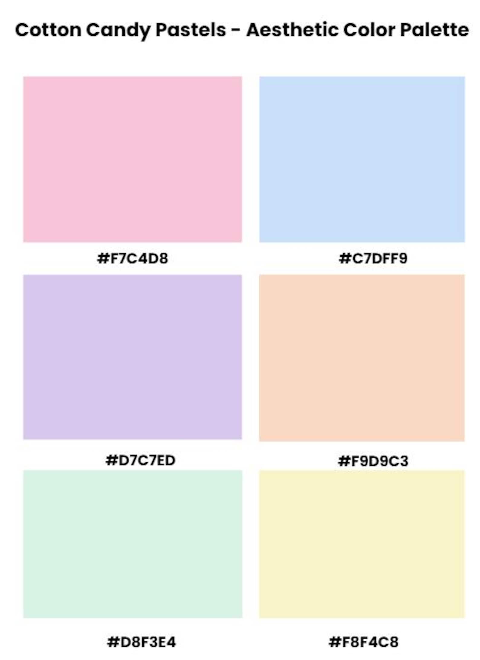 Cotton Candy Pastel Palette | Soft Canva Colors | Branding Pastels - Etsy