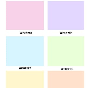 Modèle canevas de palette de couleurs pastel | Codes hexadécimaux esthétiques | Couleurs de marque modifiables | Nuanciers numériques