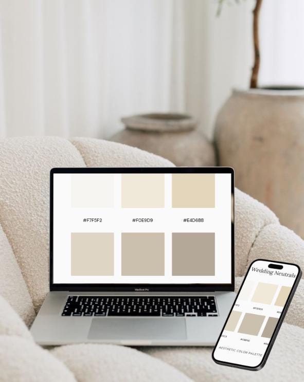 Wedding Neutral Color Palette | Elegant Soft Tones | Bridal Branding ...